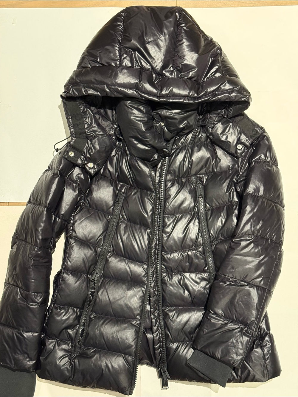 ADD down hooded down jacket in black, size 38